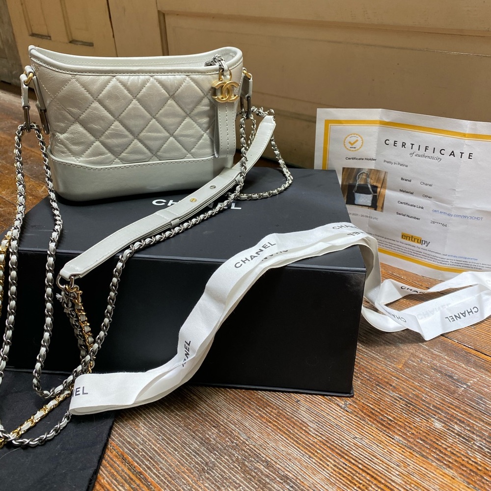 Chanel Silver goatskin Quilted Gabrielle SML Hobo